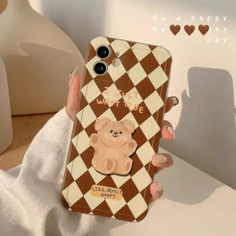 Bear Argyle Phone Case - iPhone 12 Pro Max / 12 Pro / 12 / 12 mini / 11 Pro Max / 11 Pro / 11 / SE / XS Max / XS / XR / X / SE 2 / 8 / 8 Plus / 7 / 7 Plus-10