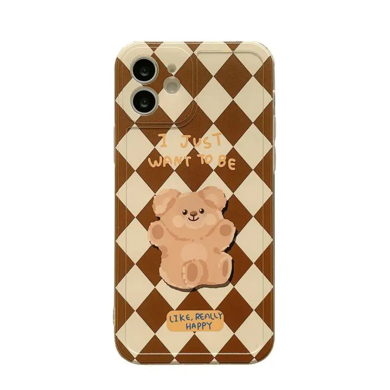 Bear Argyle Phone Case - iPhone 12 Pro Max / 12 Pro / 12 / 12 mini / 11 Pro Max / 11 Pro / 11 / SE / XS Max / XS / XR / X / SE 2 / 8 / 8 Plus / 7 / 7 Plus-3