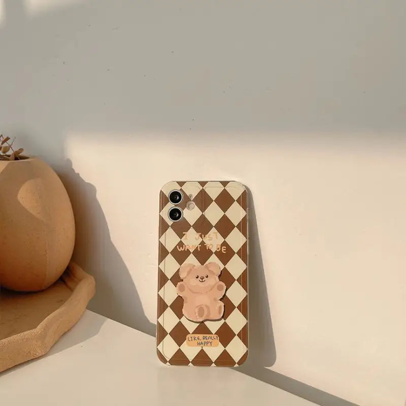 Bear Argyle Phone Case - iPhone 12 Pro Max / 12 Pro / 12 / 12 mini / 11 Pro Max / 11 Pro / 11 / SE / XS Max / XS / XR / X / SE 2 / 8 / 8 Plus / 7 / 7 Plus-5