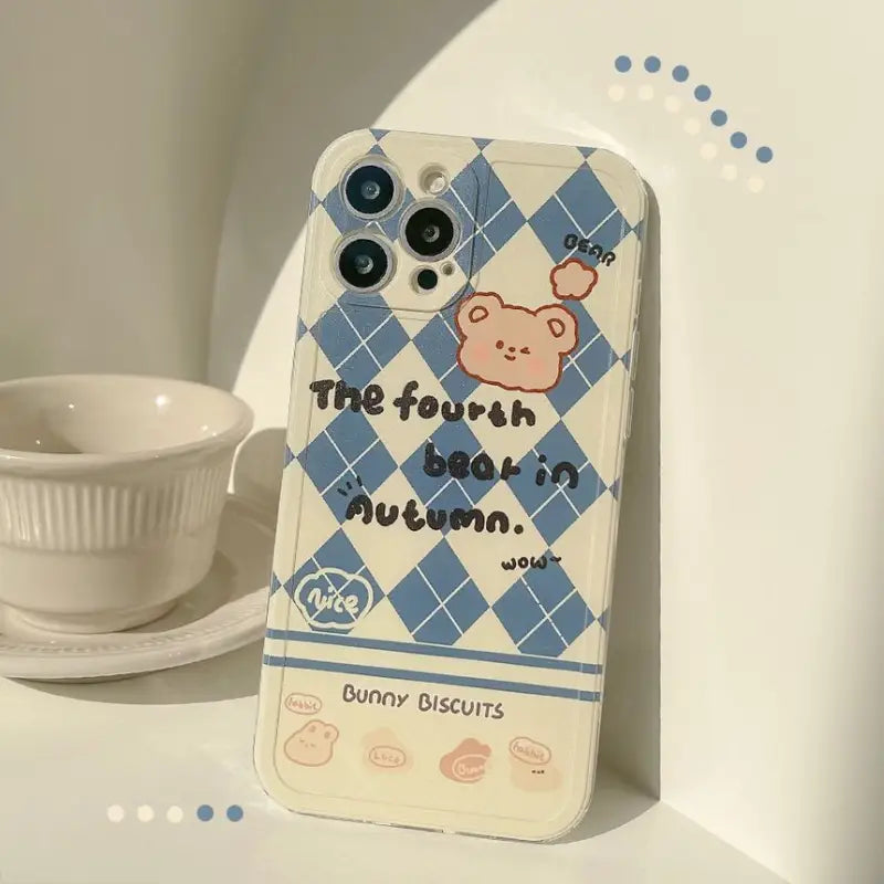 Bear Argyle Phone Case - iPhone 13 Pro Max / 13 Pro / 13 / 13 mini / 12 Pro Max / 12 Pro / 12 / 12 mini / 11 Pro Max / 11 Pro / 11 / SE / XS Max / XS / XR / X / SE 2 / 8 / 8 Plus / 7 / 7 Plus-6
