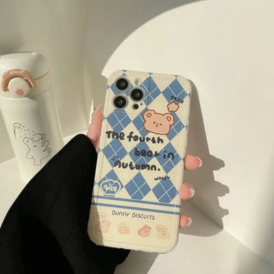 Bear Argyle Phone Case - iPhone 13 Pro Max / 13 Pro / 13 / 13 mini / 12 Pro Max / 12 Pro / 12 / 12 mini / 11 Pro Max / 11 Pro / 11 / SE / XS Max / XS / XR / X / SE 2 / 8 / 8 Plus / 7 / 7 Plus-16