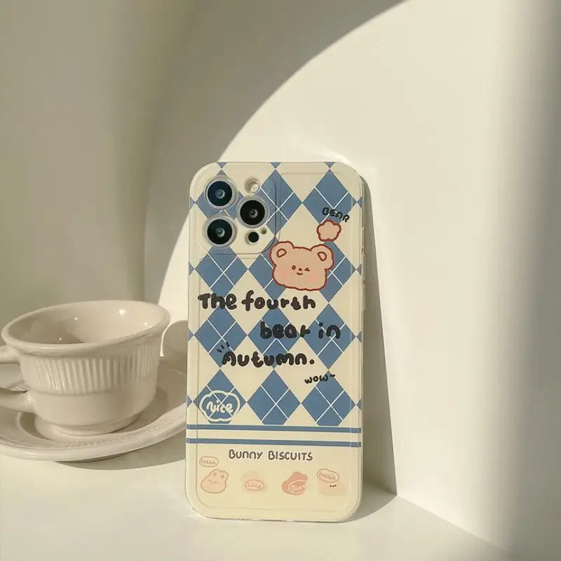 Bear Argyle Phone Case - iPhone 13 Pro Max / 13 Pro / 13 / 13 mini / 12 Pro Max / 12 Pro / 12 / 12 mini / 11 Pro Max / 11 Pro / 11 / SE / XS Max / XS / XR / X / SE 2 / 8 / 8 Plus / 7 / 7 Plus-1