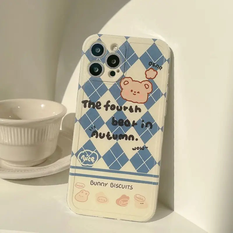 Bear Argyle Phone Case - iPhone 13 Pro Max / 13 Pro / 13 / 13 mini / 12 Pro Max / 12 Pro / 12 / 12 mini / 11 Pro Max / 11 Pro / 11 / SE / XS Max / XS / XR / X / SE 2 / 8 / 8 Plus / 7 / 7 Plus-12