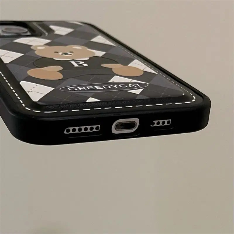 Bear Argyle Phone Case - iPhone 13 Pro Max / 13 Pro / 13 / 13 mini / 12 Pro Max / 12 Pro / 12 / 12 mini / 11 Pro Max / 11 Pro / 11 / SE / XS Max / XS / XR / X / SE 2 / 8 / 8 Plus / 7 / 7 Plus-11
