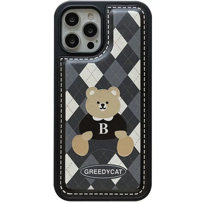 Bear Argyle Phone Case - iPhone 13 Pro Max / 13 Pro / 13 / 13 mini / 12 Pro Max / 12 Pro / 12 / 12 mini / 11 Pro Max / 11 Pro / 11 / SE / XS Max / XS / XR / X / SE 2 / 8 / 8 Plus / 7 / 7 Plus-12