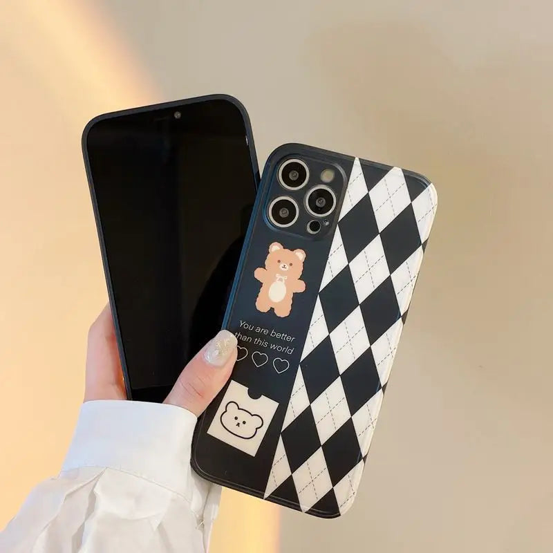 Bear Argyle Phone Case - iPhone 7 Plus / 8 Plus / X / XR / XS / XS Max / 11 / 11 Pro / 11 Pro Max / 12 / 12 Pro / 12 Pro Max / 13 / 13 Pro / 13 Pro Max-8