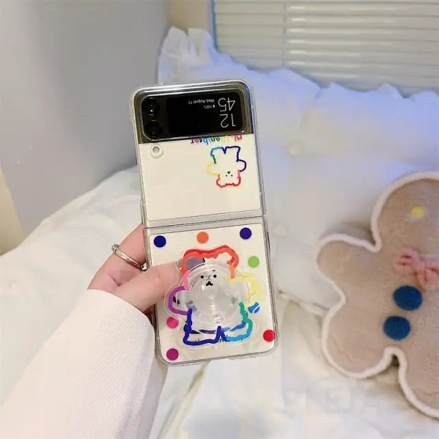 Bear Bracket Phone Case For Samsung Z Flip 3 BC042 - For Z 