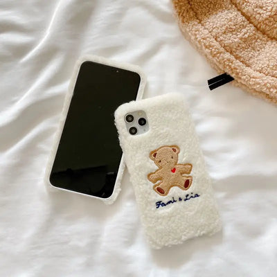 Bear Chenille Phone Case - iPhone 12 Pro Max / 12 Pro / 12 / 12 mini / 11 Pro Max / 11 Pro / 11 / SE / XS Max / XS / XR / X / SE 2 / 8 / 8 Plus / 7 / 7 Plus / Huawei / Honor-3