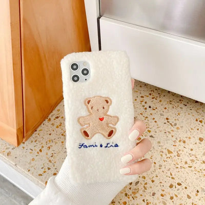 Bear Chenille Phone Case - iPhone 12 Pro Max / 12 Pro / 12 / 12 mini / 11 Pro Max / 11 Pro / 11 / SE / XS Max / XS / XR / X / SE 2 / 8 / 8 Plus / 7 / 7 Plus / Huawei / Honor-8