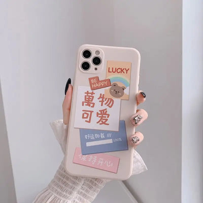 Bear Chinese Characters Phone Case - iPhone 12 Pro Max / 12 Pro / 12 / 12 mini / 11 Pro Max / 11 Pro / 11 / SE / XS Max / XS / XR / X / SE 2 / 8 / 8 Plus / 7 / 7 Plus-8