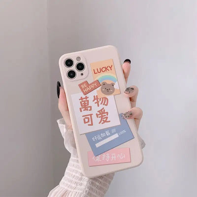 Bear Chinese Characters Phone Case - iPhone 12 Pro Max / 12 Pro / 12 / 12 mini / 11 Pro Max / 11 Pro / 11 / SE / XS Max / XS / XR / X / SE 2 / 8 / 8 Plus / 7 / 7 Plus-5