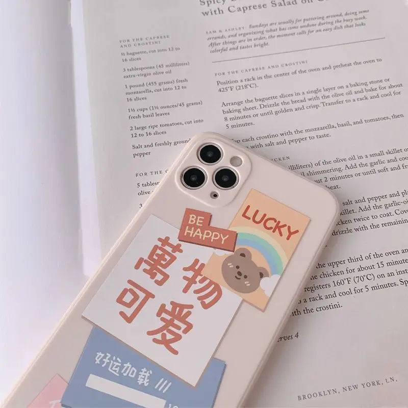 Bear Chinese Characters Phone Case - iPhone 12 Pro Max / 12 Pro / 12 / 12 mini / 11 Pro Max / 11 Pro / 11 / SE / XS Max / XS / XR / X / SE 2 / 8 / 8 Plus / 7 / 7 Plus-10