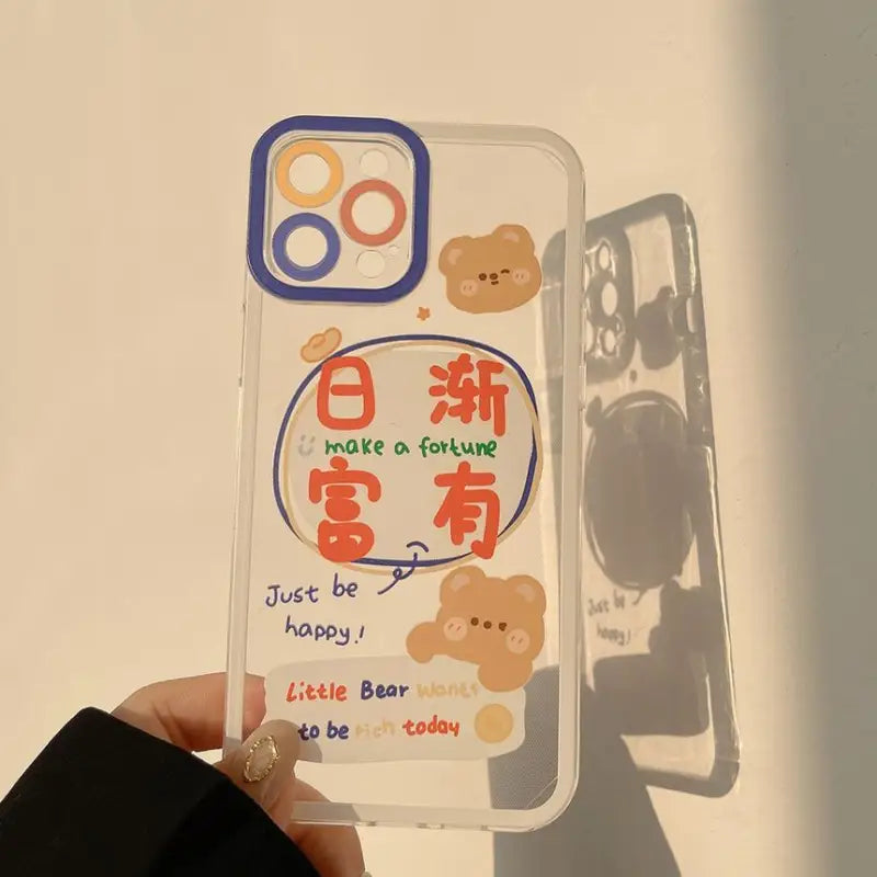 Bear Chinese Characters Phone Case - iPhone 13 Pro Max / 13 Pro / 13 / 13 mini / 12 Pro Max / 12 Pro / 12 / 12 mini / 11 Pro Max / 11 Pro / 11 / SE / XS Max / XS / XR / X / SE 2 / 8 / 8 Plus / 7 / 7 Plus-11