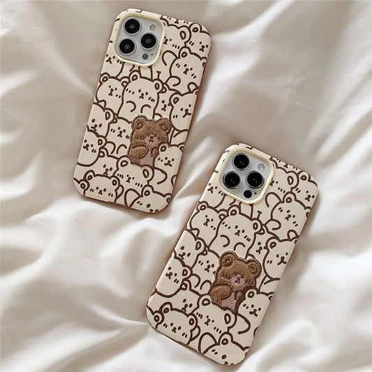 Bear Embroidered Phone Case - iPhone 13 Pro Max / 13 Pro / 