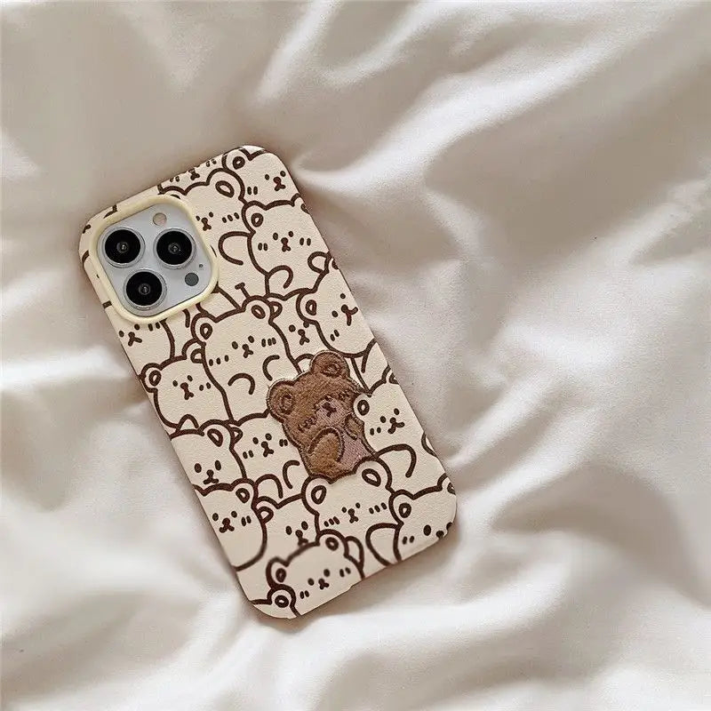 Bear Embroidered Phone Case - iPhone 13 Pro Max / 13 Pro / 