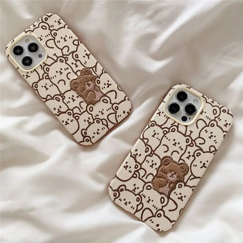 Bear Embroidered Phone Case - iPhone 13 Pro Max / 13 Pro / 