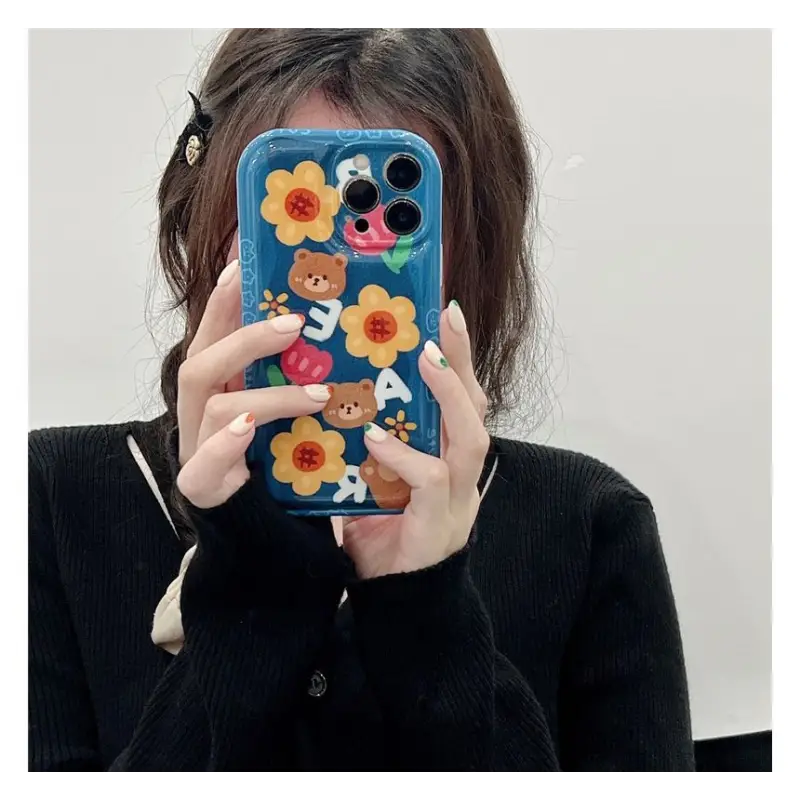 Bear Flower Phone Case - iPhone 13 Pro Max / 13 Pro / 13 / 