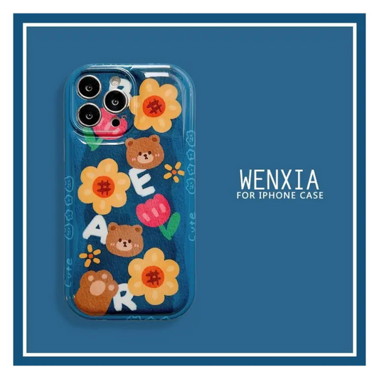 Bear Flower Phone Case - iPhone 13 Pro Max / 13 Pro / 13 / 