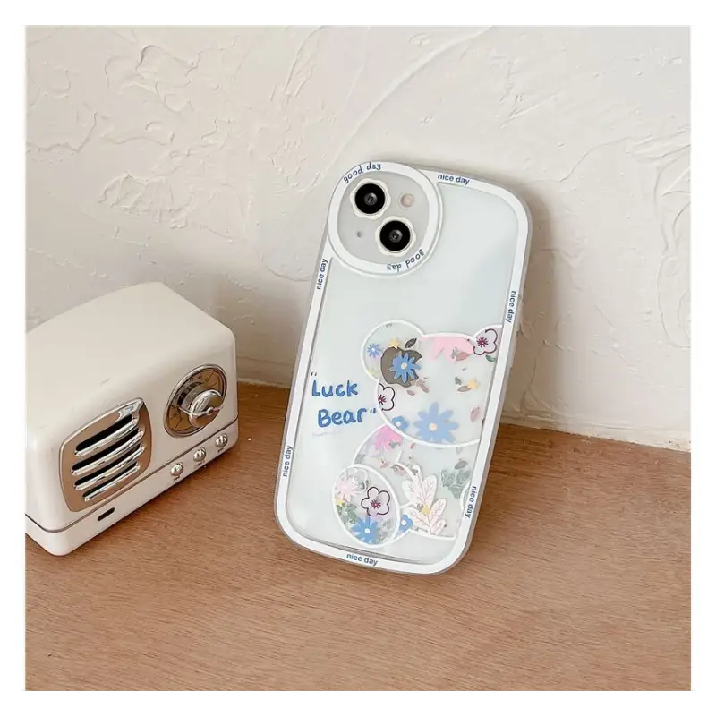 Bear Flower Transparent Phone Case - iPhone 13 Pro Max / 13 
