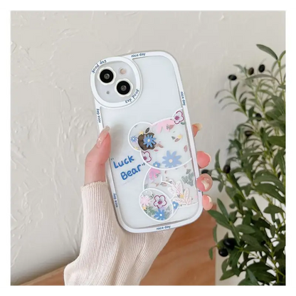 Bear Flower Transparent Phone Case - iPhone 13 Pro Max / 13 