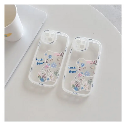 Bear Flower Transparent Phone Case - iPhone 13 Pro Max / 13 