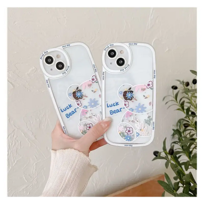 Bear Flower Transparent Phone Case - iPhone 13 Pro Max / 13 