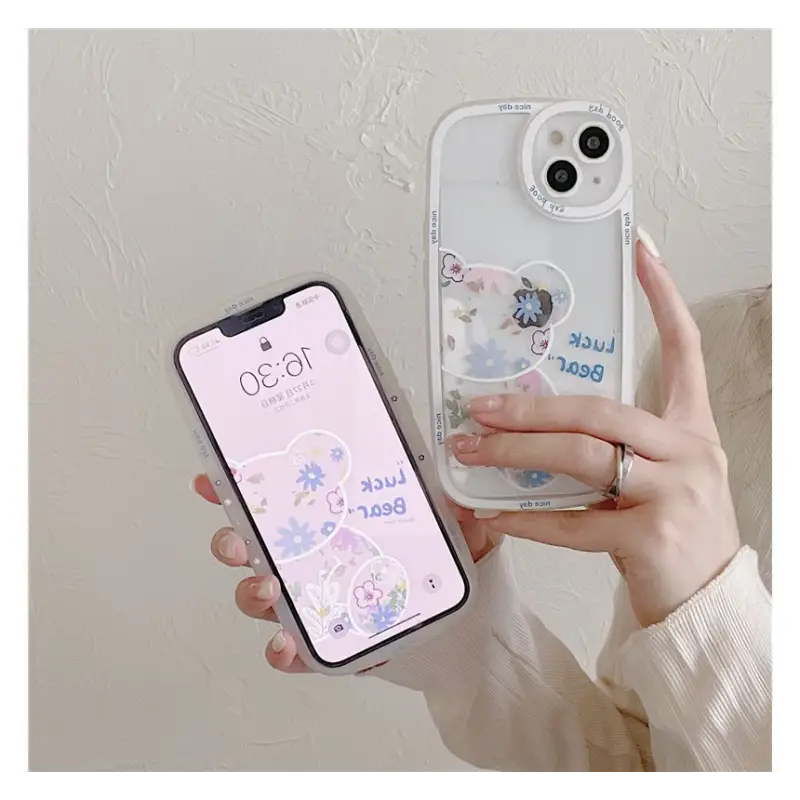 Bear Flower Transparent Phone Case - iPhone 13 Pro Max / 13 