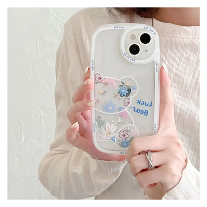 Bear Flower Transparent Phone Case - iPhone 13 Pro Max / 13 