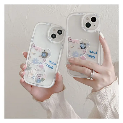 Bear Flower Transparent Phone Case - iPhone 13 Pro Max / 13 