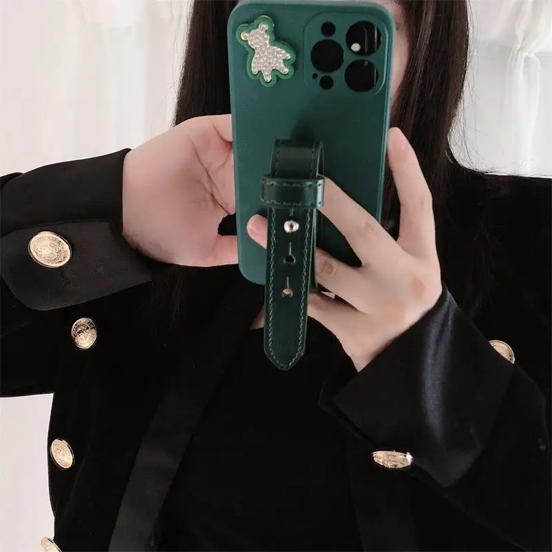 Bear Hand Strap Phone Case - Samsung-3