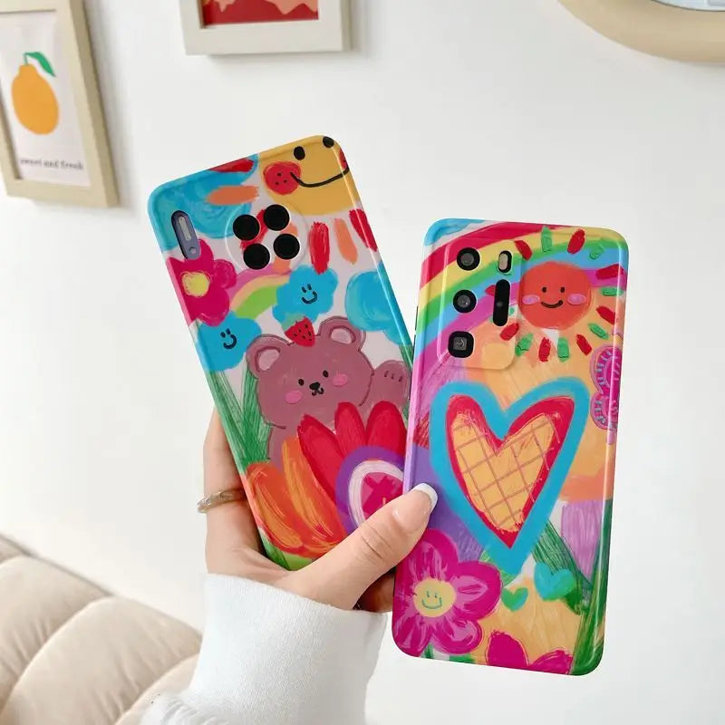 Bear / Heart Phone Case - Huawei-4