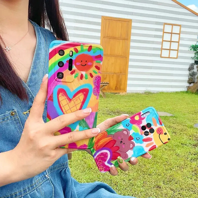 Bear / Heart Phone Case - Huawei-7