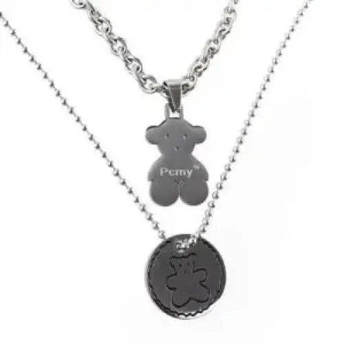 Bear Pendant Alloy Necklace (various designs) W256 - Silver 