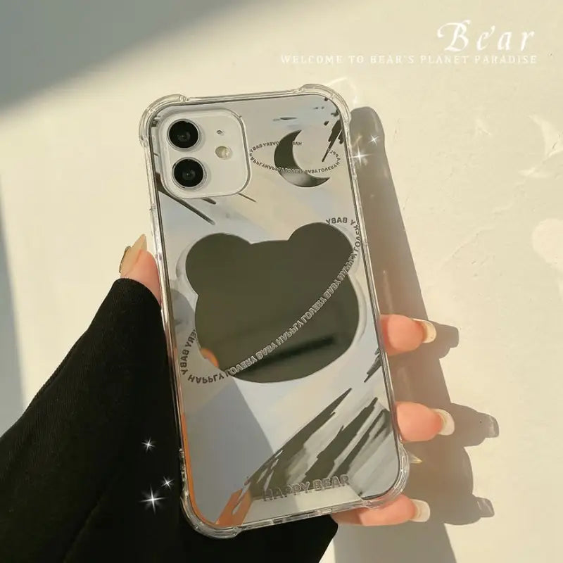 Bear Planet Mirrored Phone Case - Iphone 7 / 8 / Se, 7 Plus / 8 Plus, X / Xs, Xs Max, Xr, 11, 11 Pro, 11 Pro Max, 12 Mini, 12, 12 Pro, 12 Pro Max, 13mini, 13, 13pro, 13pro Max-5