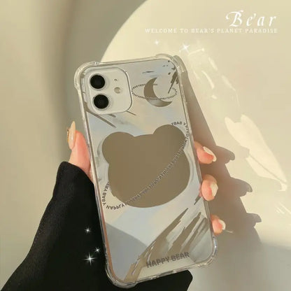 Bear Planet Mirrored Phone Case - Iphone 7 / 8 / Se, 7 Plus / 8 Plus, X / Xs, Xs Max, Xr, 11, 11 Pro, 11 Pro Max, 12 Mini, 12, 12 Pro, 12 Pro Max, 13mini, 13, 13pro, 13pro Max-4