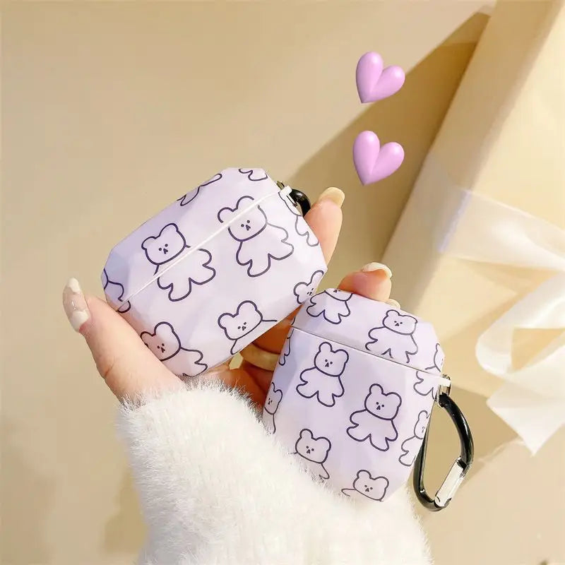 Bear Print Bow AirPods / AirPods Pro Earphone Case Skin B276