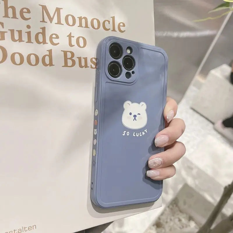 Bear Print Phone Case - iPhone 12 Pro Max / 12 Pro / 12 / 12 mini / 11 Pro Max / 11 Pro / 11 / SE / XS Max / XS / XR / X / SE 2 / 8 / 8 Plus / 7 / 7 Plus-1