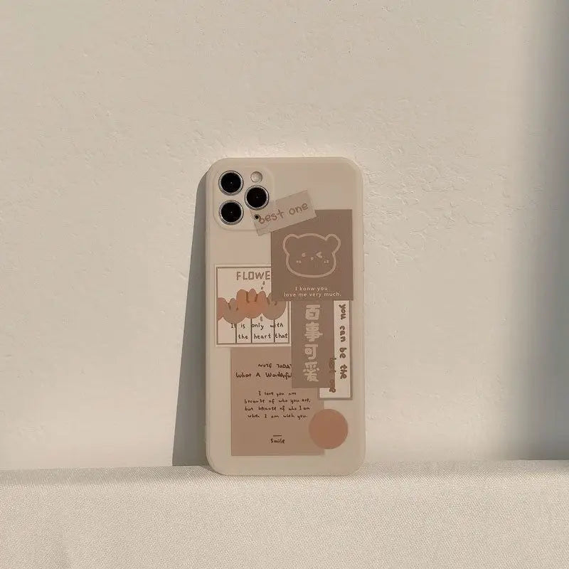 Bear Print Phone Case - iPhone 13 Pro Max / 13 Pro / 13 / 13 mini / 12 Pro Max / 12 Pro / 12 / 12 mini / 11 Pro Max / 11 Pro / 11 / SE / XS Max / XS / XR / X / SE 2 / 8 / 8 Plus / 7 / 7 Plus-6
