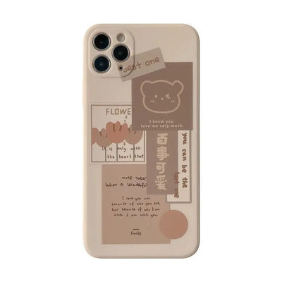 Bear Print Phone Case - iPhone 13 Pro Max / 13 Pro / 13 / 13 mini / 12 Pro Max / 12 Pro / 12 / 12 mini / 11 Pro Max / 11 Pro / 11 / SE / XS Max / XS / XR / X / SE 2 / 8 / 8 Plus / 7 / 7 Plus-4