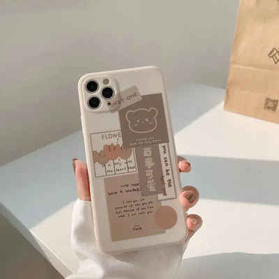 Bear Print Phone Case - iPhone 13 Pro Max / 13 Pro / 13 / 13 mini / 12 Pro Max / 12 Pro / 12 / 12 mini / 11 Pro Max / 11 Pro / 11 / SE / XS Max / XS / XR / X / SE 2 / 8 / 8 Plus / 7 / 7 Plus-16