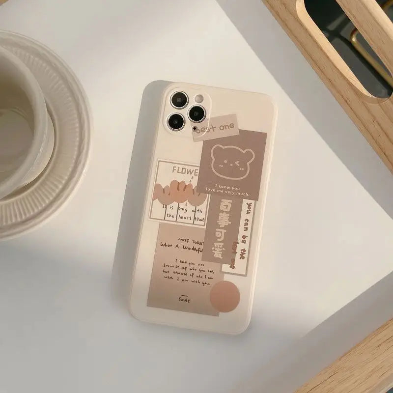 Bear Print Phone Case - iPhone 13 Pro Max / 13 Pro / 13 / 13 mini / 12 Pro Max / 12 Pro / 12 / 12 mini / 11 Pro Max / 11 Pro / 11 / SE / XS Max / XS / XR / X / SE 2 / 8 / 8 Plus / 7 / 7 Plus-8