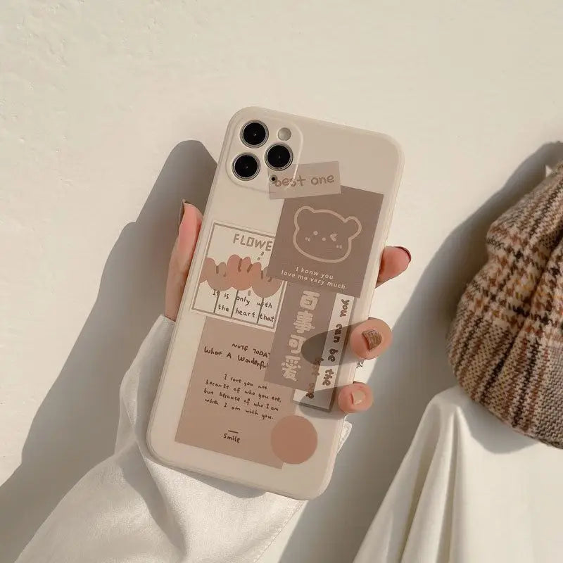 Bear Print Phone Case - iPhone 13 Pro Max / 13 Pro / 13 / 13 mini / 12 Pro Max / 12 Pro / 12 / 12 mini / 11 Pro Max / 11 Pro / 11 / SE / XS Max / XS / XR / X / SE 2 / 8 / 8 Plus / 7 / 7 Plus-7