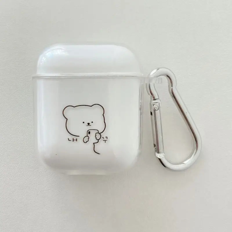 Bear Print Transparent AirPods Earphone Case Skin PE551 - 