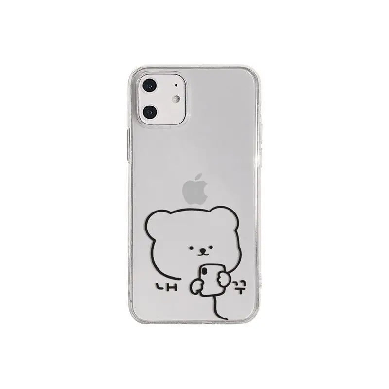 Bear Print Transparent Phone Case - iPhone 12 Pro Max / 12 Pro / 12 / 12 mini / 11 Pro Max / 11 Pro / 11 / SE / XS Max / XS / XR / X / SE 2 / 8 / 8 Plus / 7 / 7 Plus / 6 / 6 Plus-4
