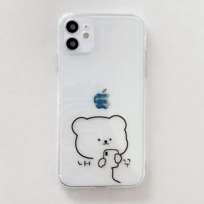 Bear Print Transparent Phone Case - iPhone 12 Pro Max / 12 