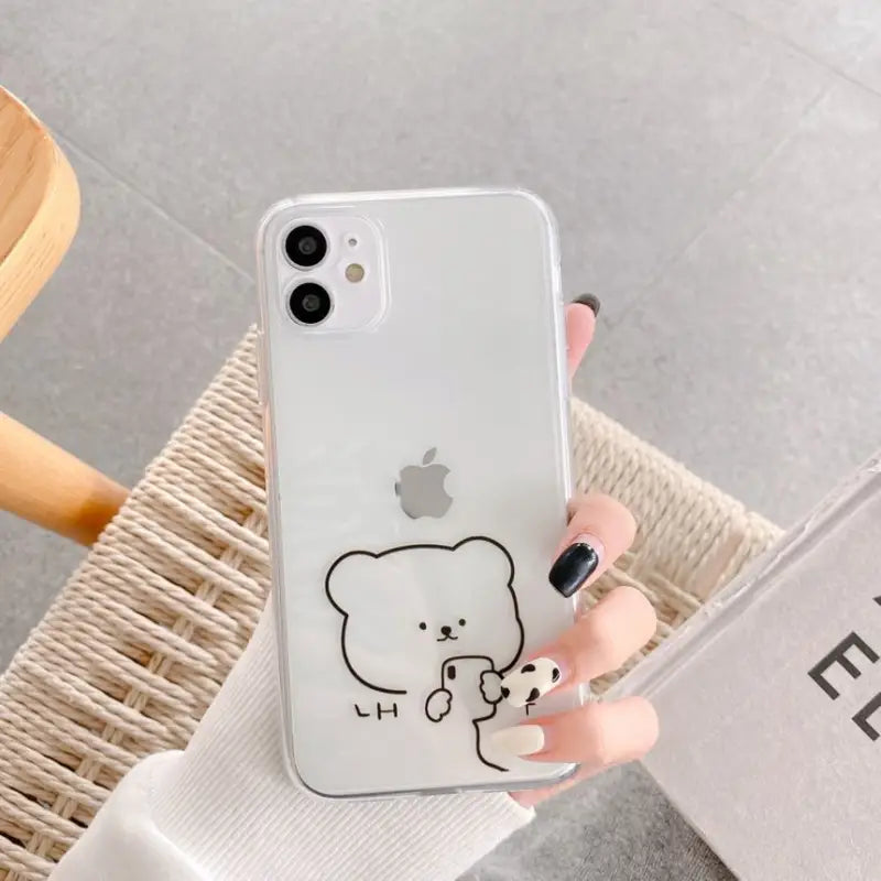 Bear Print Transparent Phone Case - iPhone 12 Pro Max / 12 