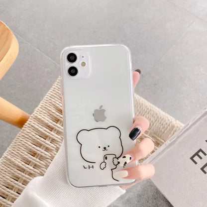 Bear Print Transparent Phone Case - iPhone 12 Pro Max / 12 