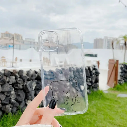 Bear Print Transparent Phone Case - iPhone 12 Pro Max / 12 