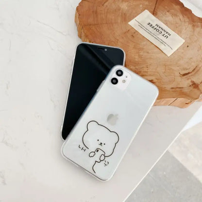 Bear Print Transparent Phone Case - iPhone 12 Pro Max / 12 