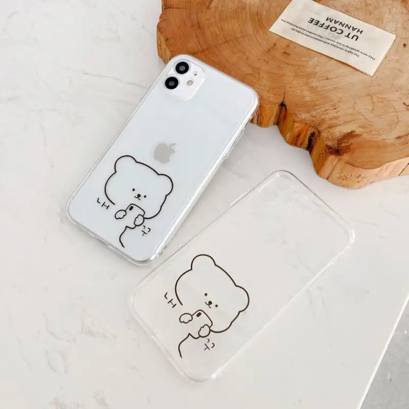 Bear Print Transparent Phone Case - iPhone 12 Pro Max / 12 